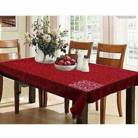Cotton Dining Table Cover 6 Seater - Maroon