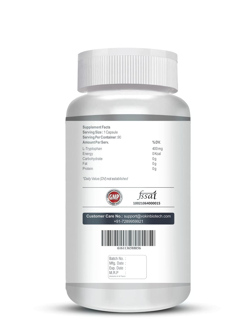 Vokin biotech L-Tryptophan – Support Positive Mood & Relaxation- 400mg