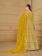 Monjolika Fashion Faux Georgette Mustard Anarkali Salwar Kameez - Distacart