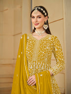 Monjolika Fashion Faux Georgette Mustard Anarkali Salwar Kameez - Distacart