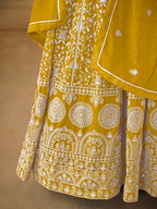 Monjolika Fashion Faux Georgette Mustard Anarkali Salwar Kameez - Distacart