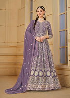 Monjolika Fashion Faux Georgette Lavender Anarkali Salwar Kameez - Distacart