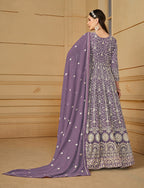 Monjolika Fashion Faux Georgette Lavender Anarkali Salwar Kameez - Distacart