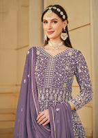 Monjolika Fashion Faux Georgette Lavender Anarkali Salwar Kameez - Distacart