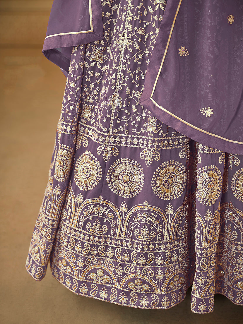 Monjolika Fashion Faux Georgette Lavender Anarkali Salwar Kameez - Distacart