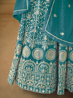 Monjolika Fashion Faux Georgette Teal Anarkali Salwar Kameez - Distacart