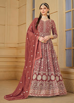 Monjolika Fashion Faux Georgette Light Brown Anarkali Salwar Kameez - Distacart