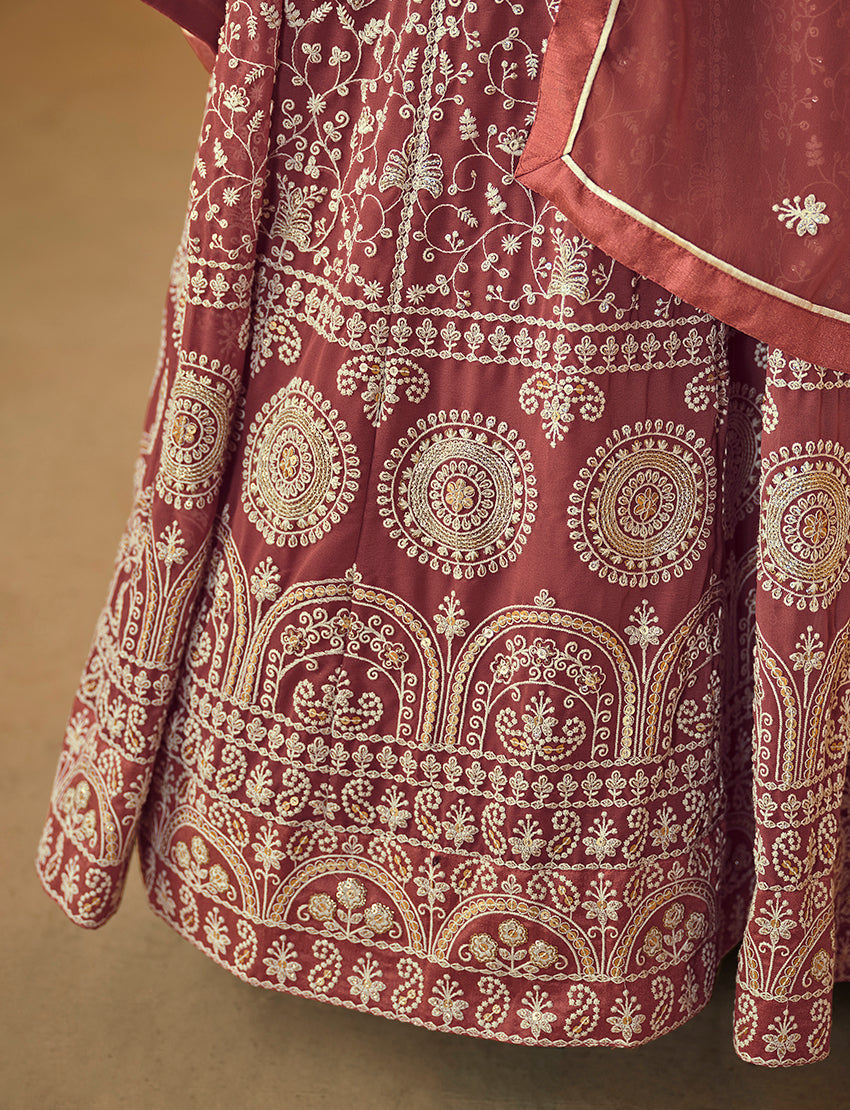 Monjolika Fashion Faux Georgette Light Brown Anarkali Salwar Kameez - Distacart