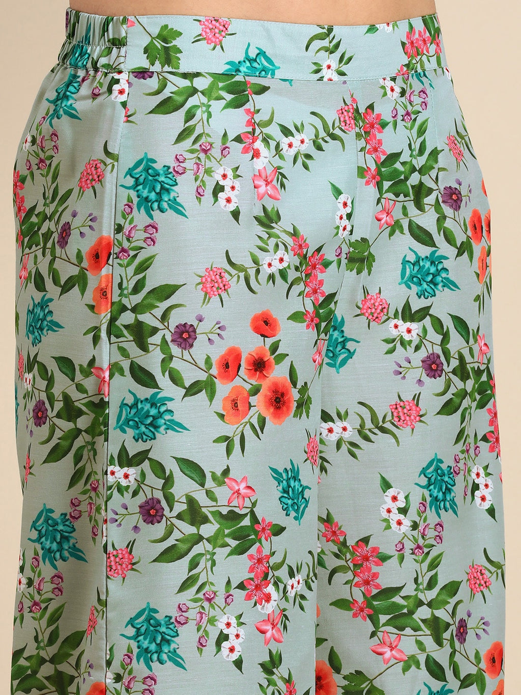 Sangria Women V-Neck Floral Printed Regular Kurta with Palazzos & With Dupatta