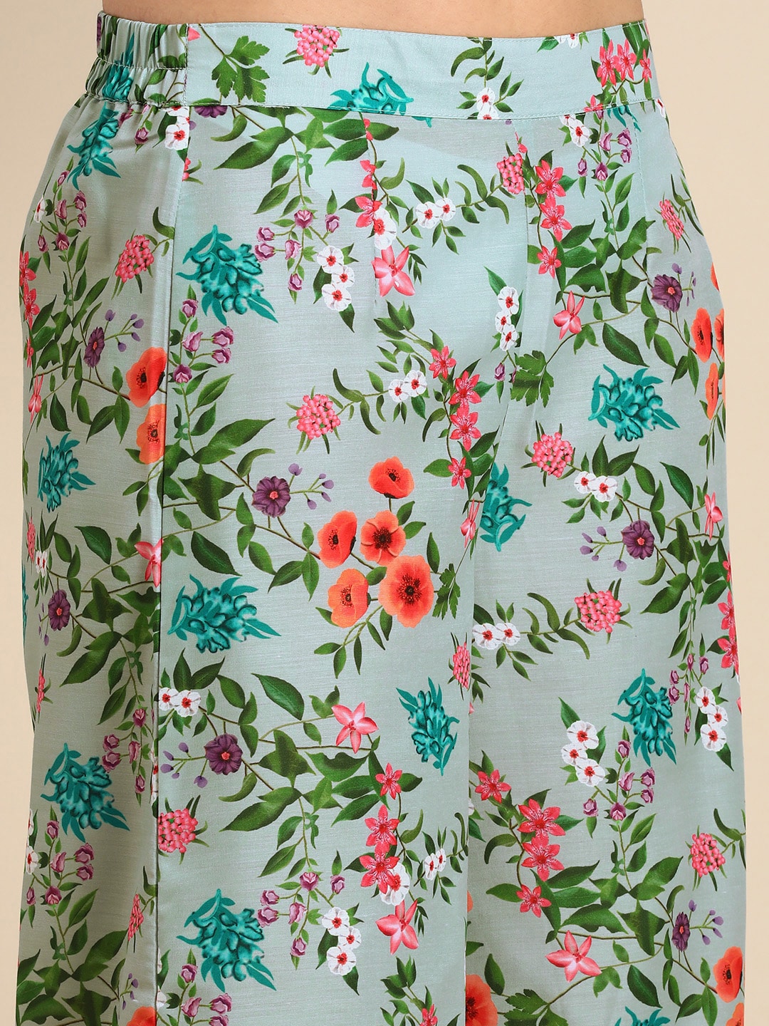 Sangria Women V-Neck Floral Printed Regular Kurta with Palazzos & With Dupatta
