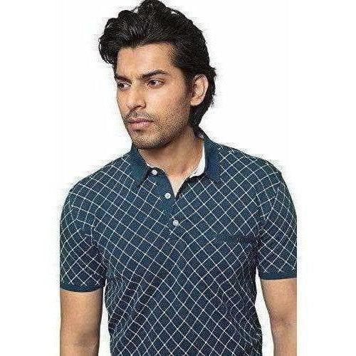 Men's Cotton Printed Green Polo Tshirt Half Sleeve - Distacart