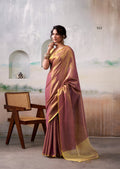 Anaita Pink Gold Handloom Tissue Silk Self Woven Plain Saree - Distacart
