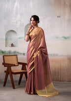 Anaita Pink Gold Handloom Tissue Silk Self Woven Plain Saree - Distacart