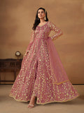 Monjolika Fashion Net Embroidered Pant Style Suit In Pink - Distacart