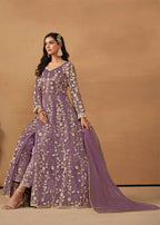 Monjolika Fashion Net Embroidered Pant Style Suit In Purple - Distacart