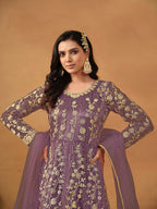 Monjolika Fashion Net Embroidered Pant Style Suit In Purple - Distacart