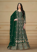 Monjolika Fashion Faux Georgette Embroidered Green Anarkali Salwar Suit - Distacart