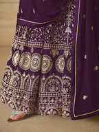 Monjolika Fashion Faux Georgette Embroidered Purple Anarkali Salwar Suit - Distacart