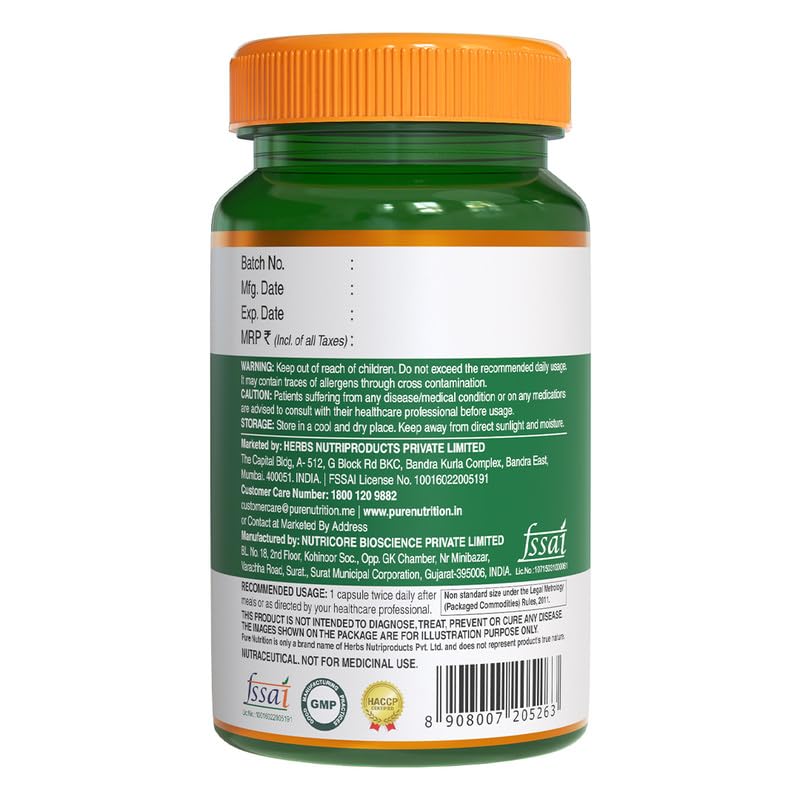 Pure Nutrition Kidney Detox with Turmeric & Vitamin C Veg Capsules - Distacart