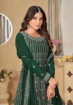 Monjolika Fashion Embroidered Green Faux Georgette Trendy Salwar Kameez - Distacart