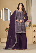 Monjolika Fashion Embroidered Purple Faux Georgette Trendy Salwar Kameez - Distacart