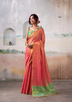 Anaita Red Handloom Tissue Silk Self Woven Plain Saree - Distacart