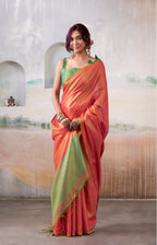 Anaita Red Handloom Tissue Silk Self Woven Plain Saree - Distacart