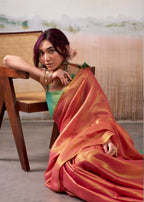 Anaita Red Handloom Tissue Silk Self Woven Plain Saree - Distacart