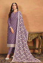 Monjolika Fashion Faux Georgette Embroidered Trendy Salwar Suit In Lavender - Distacart