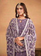 Monjolika Fashion Faux Georgette Embroidered Trendy Salwar Suit In Lavender - Distacart