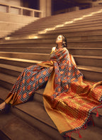 Monjolika Fashion Black & Red Colour Organza Weaving Checks Saree With Blouse - Distacart