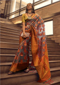 Monjolika Fashion Black & Red Colour Organza Weaving Checks Saree With Blouse - Distacart