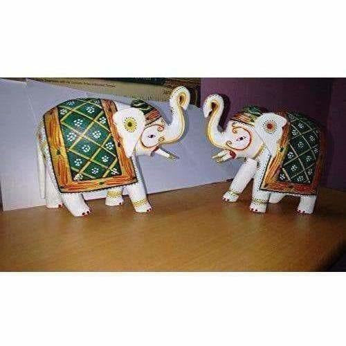 Kondapalli Handmade Elephants 2 Nos. Multi color Showpiece
