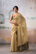Anaita Beige Handloom Tissue Silk Self Woven Plain Saree - Distacart