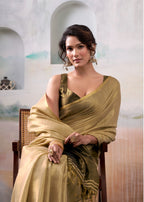 Anaita Beige Handloom Tissue Silk Self Woven Plain Saree - Distacart