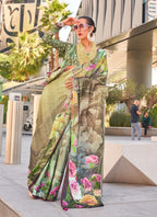 Monjolika Fashion Light Yellow Color Swiss Satin Printed Saree With Blouse - Distacart