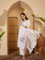 Joban Fashion White Silk Embroidery Readymade Kurta Set - Distacart