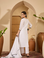 Joban Fashion White Silk Embroidery Readymade Kurta Set - Distacart