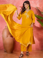 Joban Fashion Yellow Silk Embroidery Readymade Kurta Set - Distacart