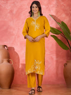 Joban Fashion Yellow Silk Embroidery Readymade Kurta Set - Distacart