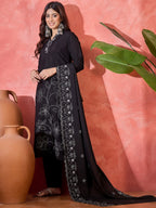 Joban Fashion Black Silk Embroidery Readymade Kurta Set - Distacart