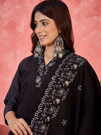 Joban Fashion Black Silk Embroidery Readymade Kurta Set - Distacart