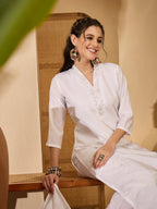 Joban Fashion White Silk Embroidery Readymade Kurta Set - Distacart