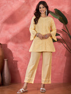 Joban Fashion Cream Cotton Embroidery Readymade Kurta Set - Distacart