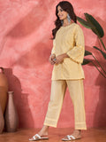Joban Fashion Cream Cotton Embroidery Readymade Kurta Set - Distacart