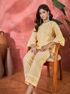 Joban Fashion Cream Cotton Embroidery Readymade Kurta Set - Distacart