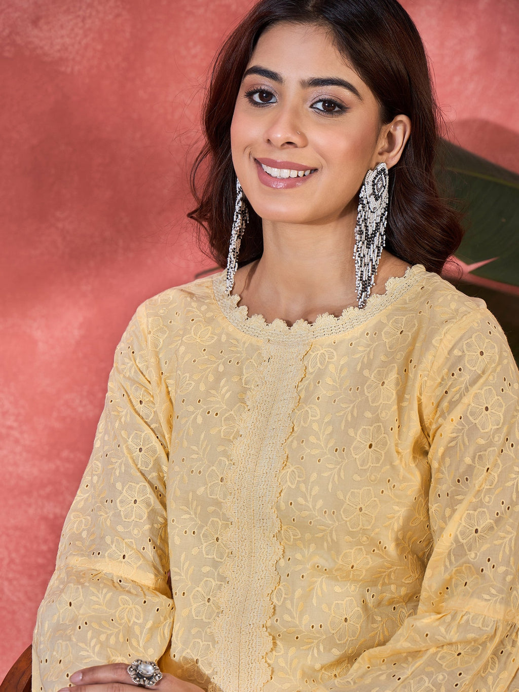 Joban Fashion Cream Cotton Embroidery Readymade Kurta Set - Distacart