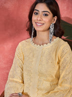 Joban Fashion Cream Cotton Embroidery Readymade Kurta Set - Distacart