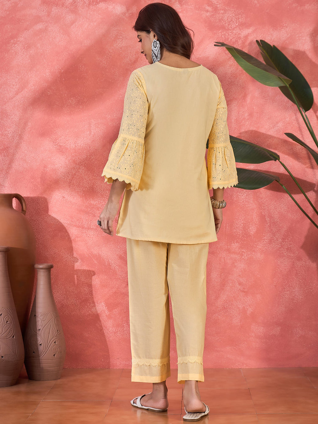 Joban Fashion Cream Cotton Embroidery Readymade Kurta Set - Distacart