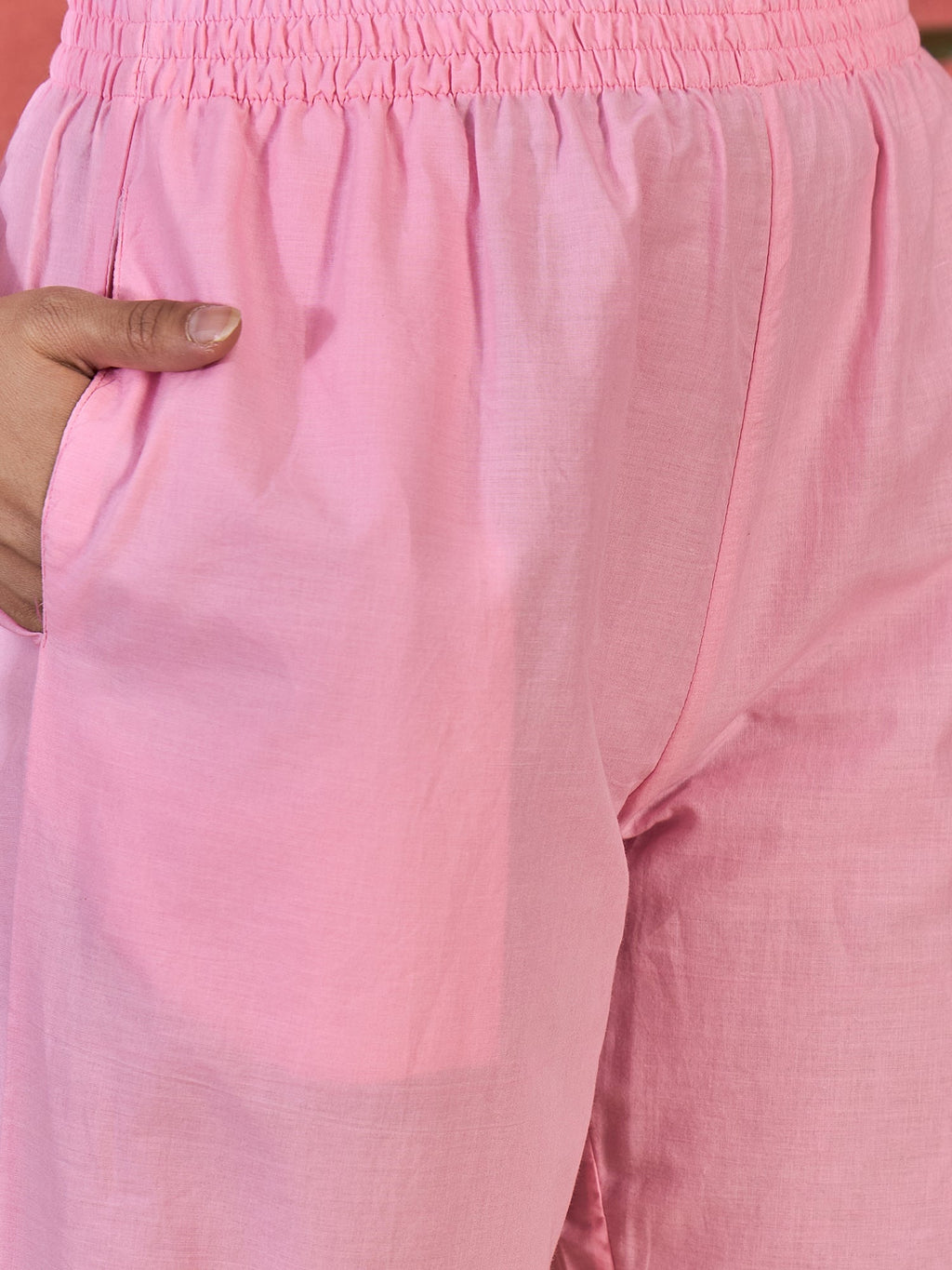 Joban Fashion Pink Cotton Embroidery Readymade Kurta Set - Distacart